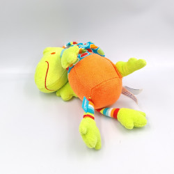 Doudou musical crocodile orange bleu vert fleurs coeurs BABYSUN