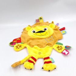 Doudou plat étiquettes lion LABEL