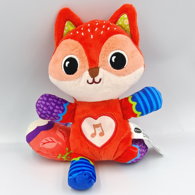 Doudou renard rouge vert violet bleu Vtech
