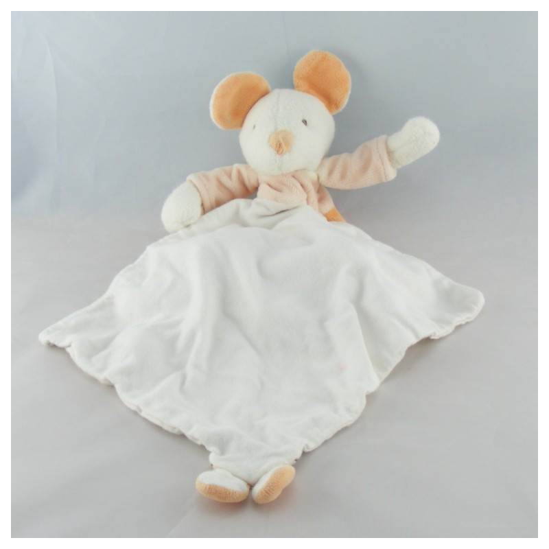 Doudou girafe jaune rouge mouchoir Cajou SUCRE D'ORGE