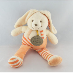 Doudou et compagnie lapin salopette rayé orange