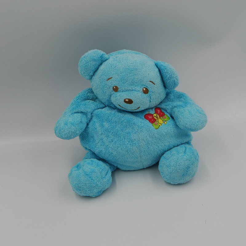 Doudou ours bleu papillon brodé NOUNOURS