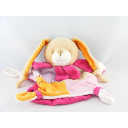 Doudou et compagnie marionnette lapin rose orange maman col fleur