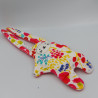 Doudou plat lapin blanc rose motifs fleurs Double face CATIMINI