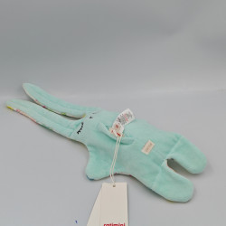 Doudou plat lapin blanc bleu motifs cactus chameaux Double face CATIMINI