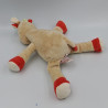 Doudou cerf beige rouge ruban vert BENGY 27 cm