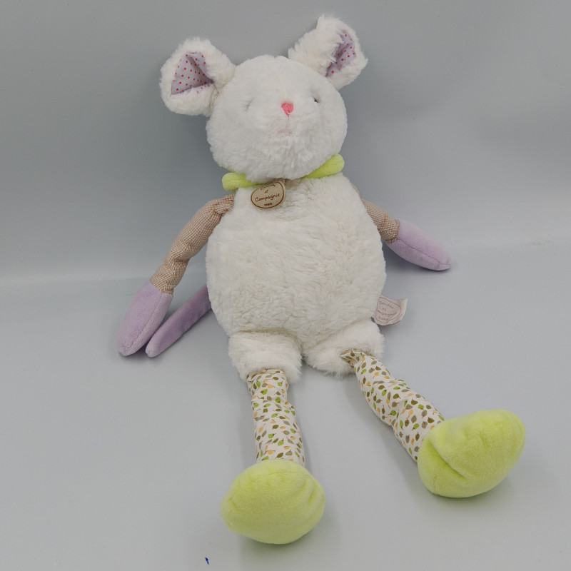 Doudou et compagnie souris pantin blanche verte mauve LES CHOUPIDOUX
