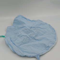 Doudou plat rond lapin bleu pois DPAM