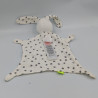 Doudou plat lapin blanc pois gris DPAM