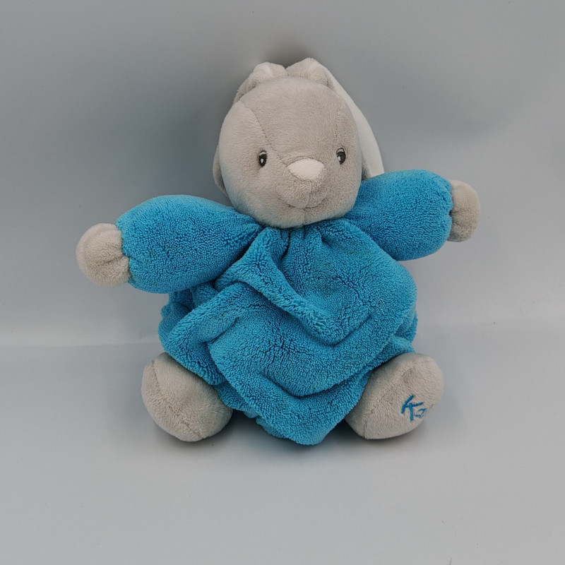 Doudou lapin plume gris bleu KALOO