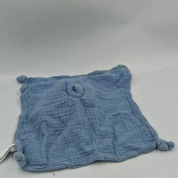 Doudou plat carré chat bleu lange OBAIBI