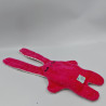 Doudou plat lapin rose blanc rayé Double face CATIMINI