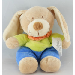 Doudou plat Chien lapin bleu vert  Nicotoy 