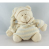 Doudou ours boule écru rayures bleu NICOTOY