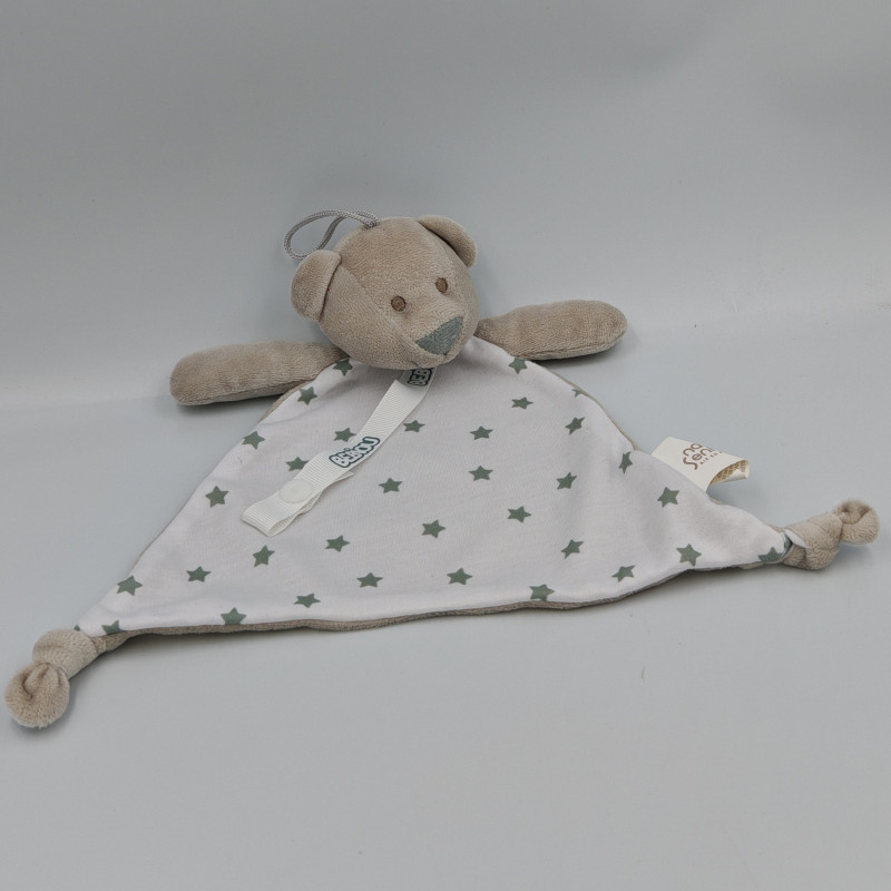 Doudou plat ours gris blanc étoiles NATURE & SENTEURS