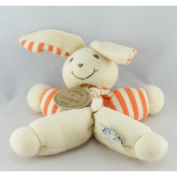 Doudou et compagnie pantin hochet lapin rayé orange