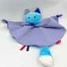 Doudou plat renard bleu écharpe rouge JEMINI