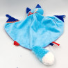 Doudou plat renard bleu écharpe rouge JEMINI