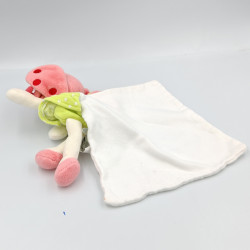 Doudou poupée coccinelle rose vert pois mouchoir cajou SUCRE D'ORGE
