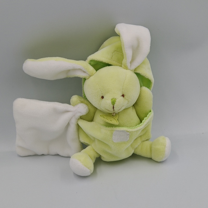 Doudou lapin vert coquille mouchoir Pâques BABY NAT