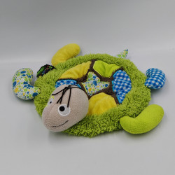 Doudou plat tortue vert jaune bleu FUNKY GARDEN