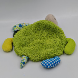 Doudou plat tortue vert jaune bleu FUNKY GARDEN