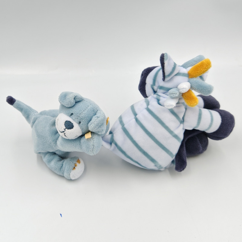 Doudou Zèbre bleu Zebrito avec ours NOUKIE'S