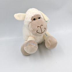 Doudou mouton blanc gris bleu fleurs JOMANDA