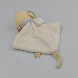 Doudou plat attache tétine ours blanc bleu abeille NOUKIE'S
