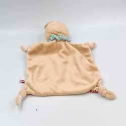 Doudou plat lapin beige rouge vichy SPIEGELBURG