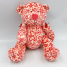 Doudou ours rouge blanc motifs boutons