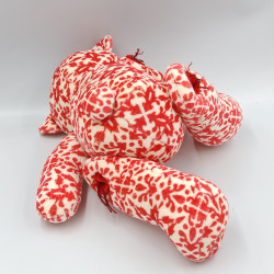 Doudou ours rouge blanc motifs boutons