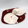 Doudou plat ours blanc bordeaux rouge pétale flocons NOUKIE'S