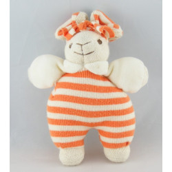 Doudou et compagnie lapin salopette rayé orange