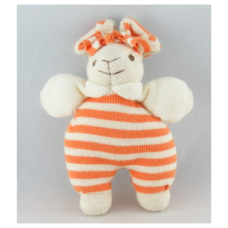 Doudou et compagnie lapin salopette rayé orange