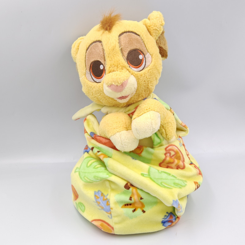 Doudou peluche Simba le roi lion dans un sac baluchon DISNEY