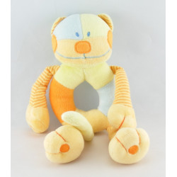 Doudou chat blanc fleurs rose coeur NICOTOY 