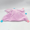 Doudou plat ours marron rose mauve coeur étiquettes