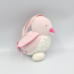 Doudou musical oiseau rose blanc vichy JACADI