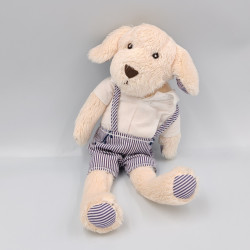 Doudou chien marin écru blanc bleu marine rayé JACADI