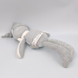 Doudou ours gris blanc bleu rayé Zen KALOO