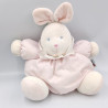 Doudou lapin boule blanc rayé rose NICOTOY