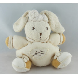 Doudou lapin patapouf écru beige feuille KALOO