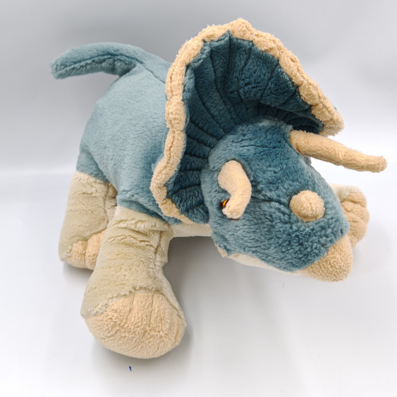 Peluche dinosaure bleu beige Tricératops WILD REPUBLIC
