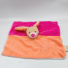 Doudou plat chien lapin rose orange papillon DOUKIDOU