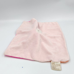 Doudou plat chien lapin rose orange papillon DOUKIDOU