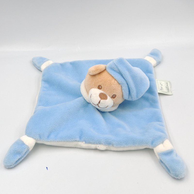 Doudou plat ours bleu blanc MES PETITS CAILLOUX CMP