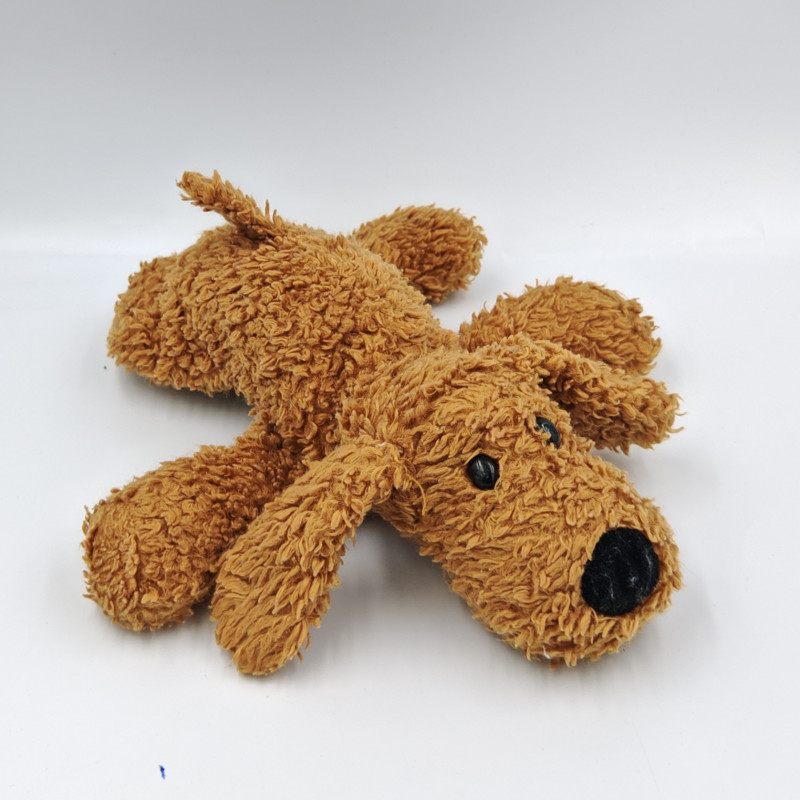 Doudou peluche chien marron