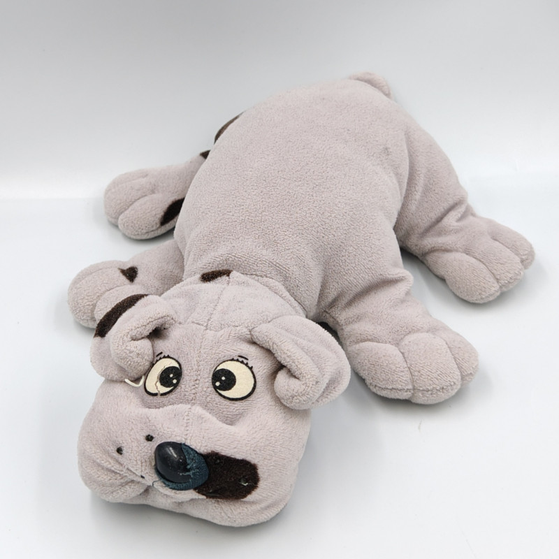 Ancienne Peluche chien gris marron Pitou Puppy vintage