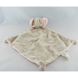 Doudou plat éléphant gris rose AUCHAN